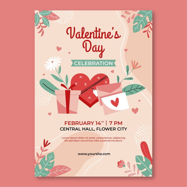 hand drawn valentines day vertical poster template