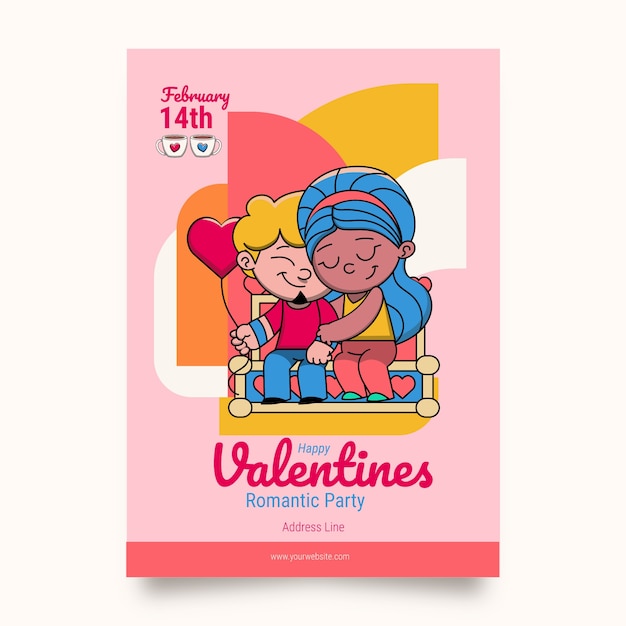 Free vector hand drawn valentines day vertical poster template