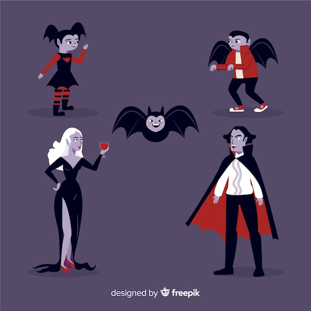 Free vector hand drawn vampire character collection
