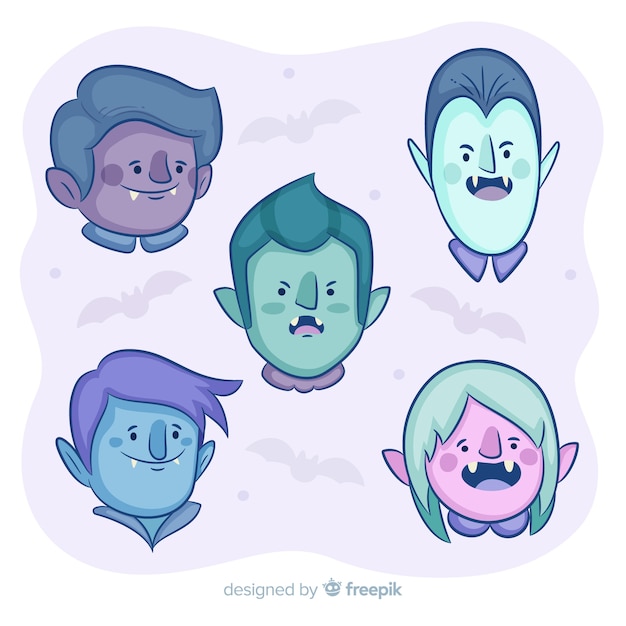 Free vector hand drawn vampire character collection