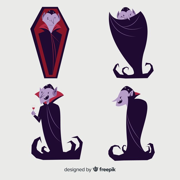 Hand drawn vampire character collection