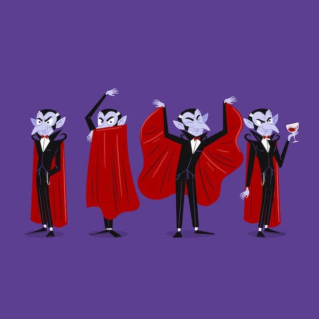 Hand drawn vampire character collection