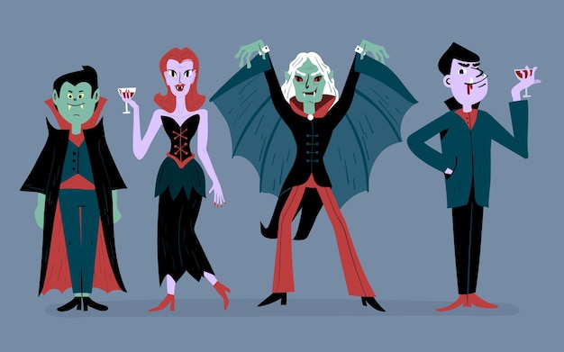Hand drawn vampire character collection