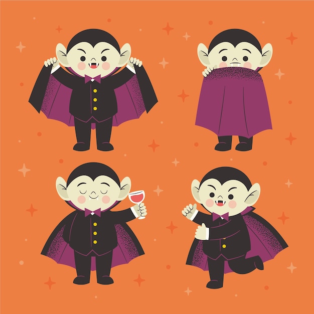 Free vector hand drawn vampire character collection