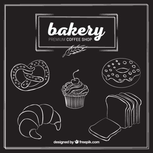 Free vector hand drawn variety of bakery products