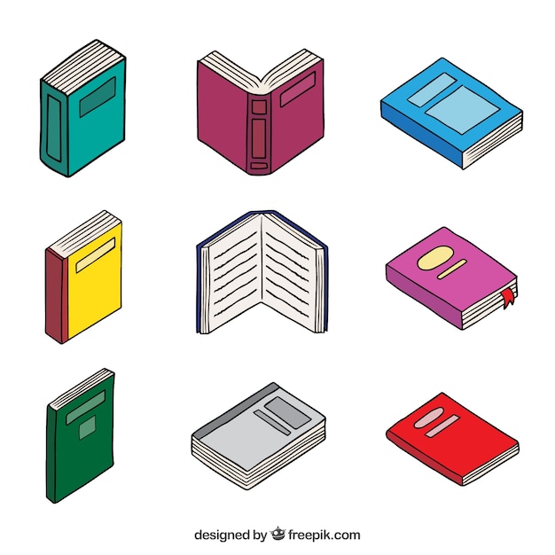 Free vector hand drawn variety of books