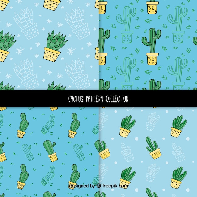 Free vector hand drawn variety of cactus patterns