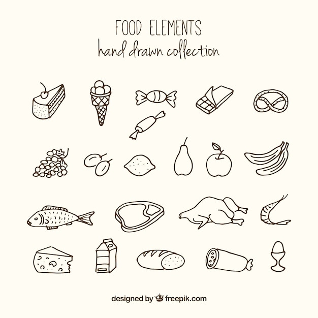 Free vector hand drawn variety of foodstuffs