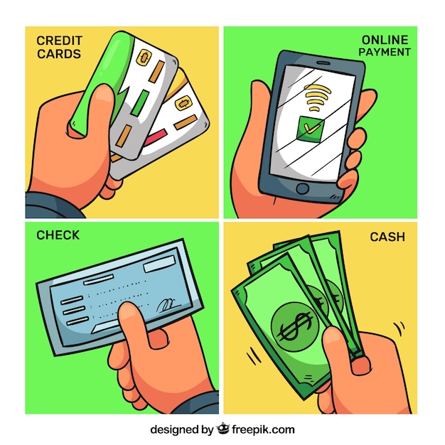 Free vector hand drawn variety of payment methods