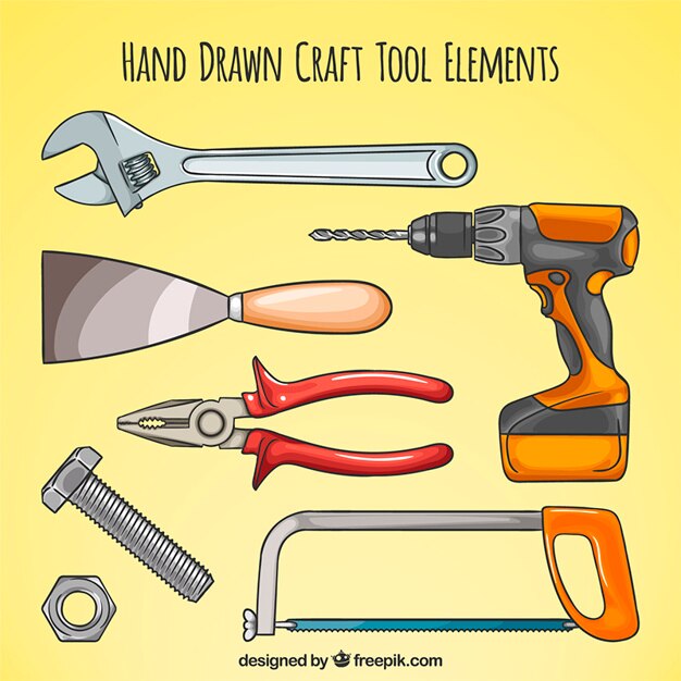 Free Vector hand drawn various carpentry tools 