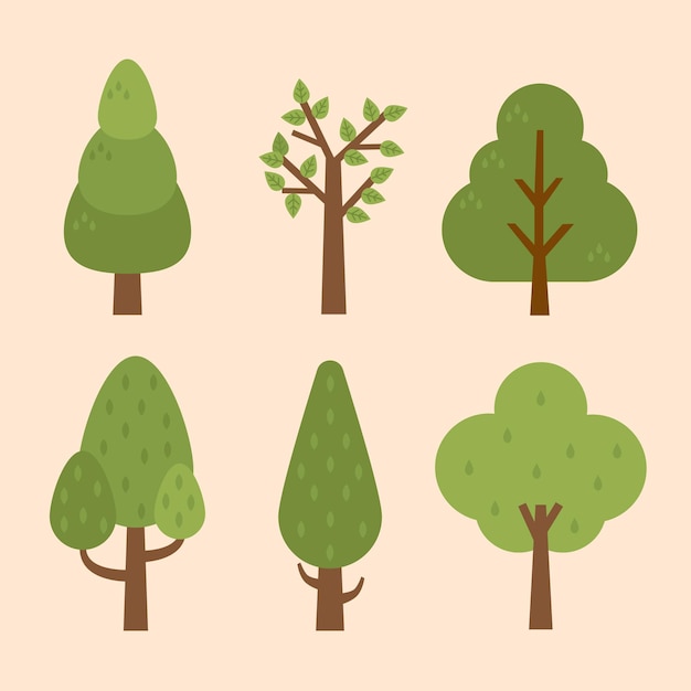 Free Vector hand drawn various types of trees
