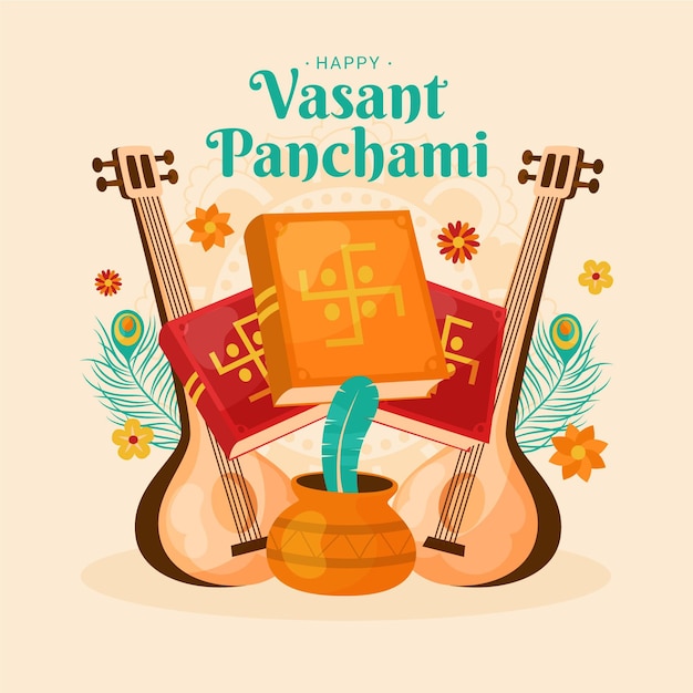 無料ベクター 手描きのvassantpanchami