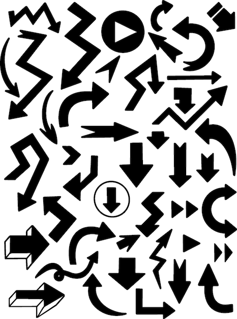 手描きのベクトル矢印は、白い背景に落書き矢印パックを設定します創造性とビジネス Premiumベクター