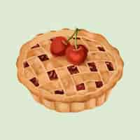 Free vector hand drawn vectorized cherry pie sticker design resource