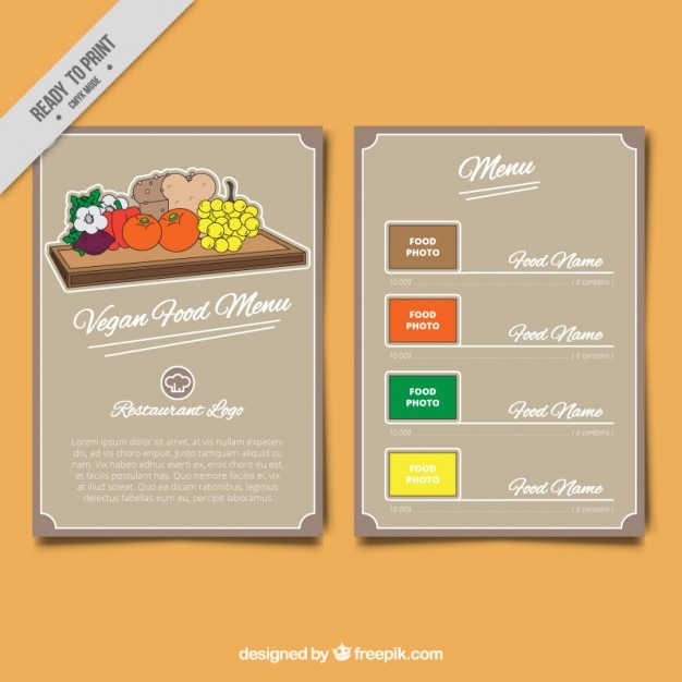 Free Vector hand drawn vegan menu in vintage style 