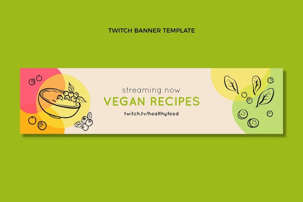 Hand drawn vegan recipes twitch banner