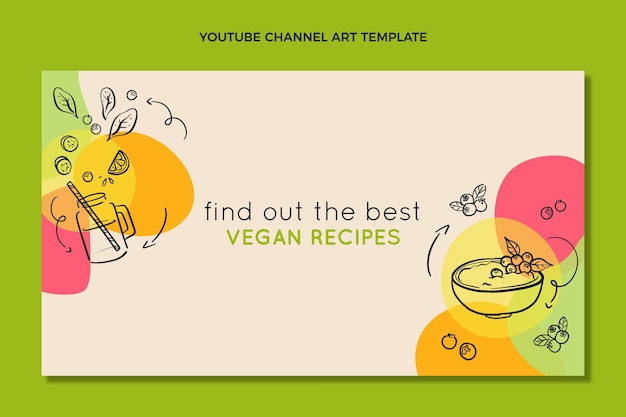 Hand drawn vegan recipes youtube channel art