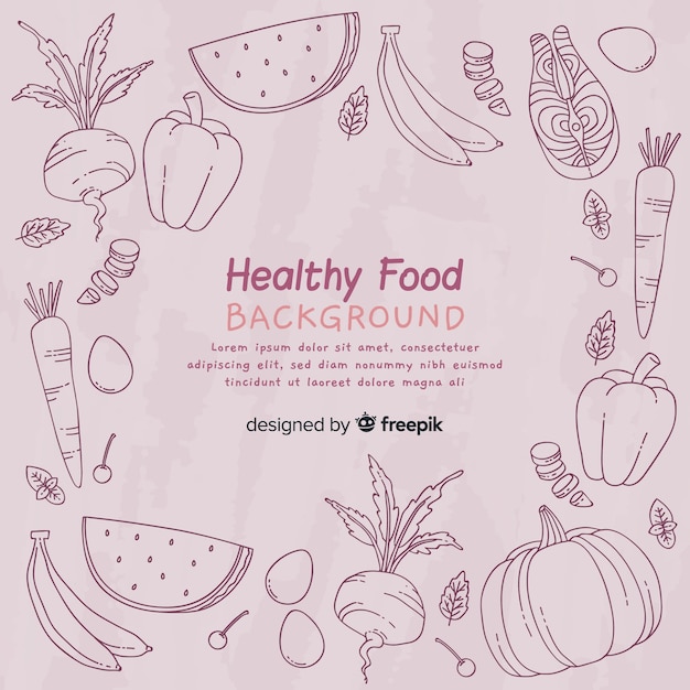 Hand drawn vegetables and fruits background