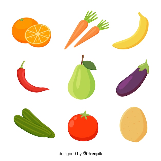 Vettore gratuito confezione di frutta e verdura disegnata a mano