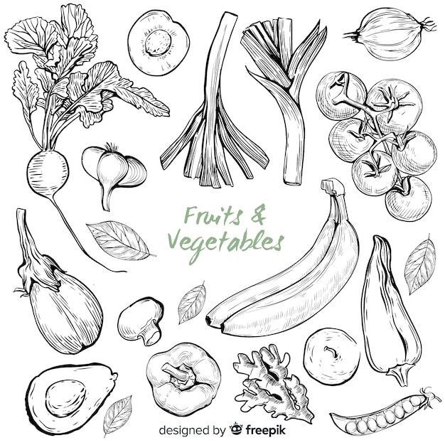 Free Vector, Realistic drawing vegetables