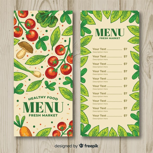 Hand drawn vegetables healthy menu template