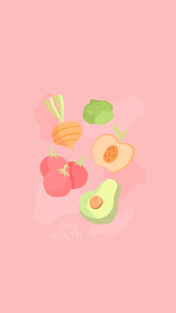 Free vector hand drawn vegetables phone background vector