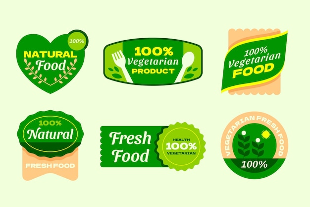 Free vector hand drawn vegetarian badges