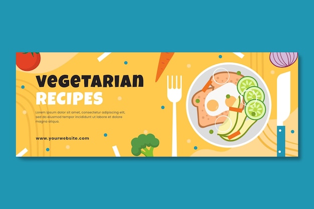 Бесплатное векторное изображение Нарисованная рукой обложка facebook для вегетарианской еды