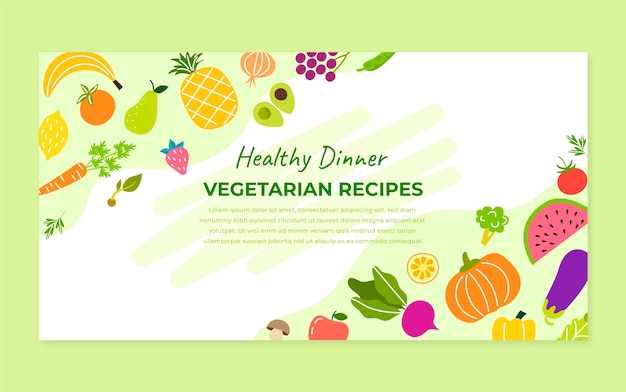 Hand drawn vegetarian food facebook post