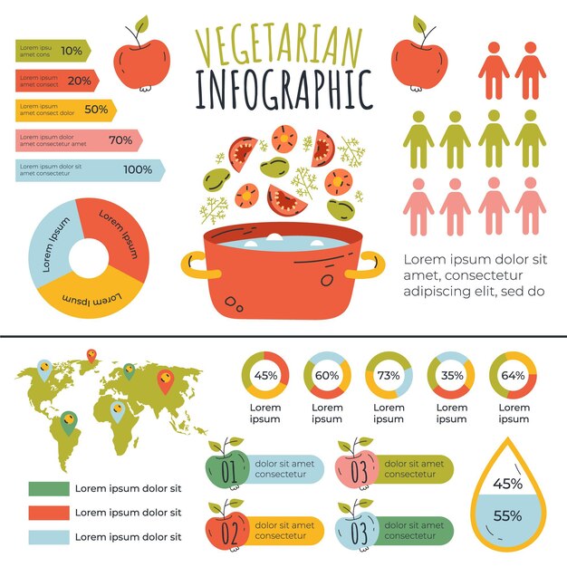 Hand drawn vegetarian food infographic