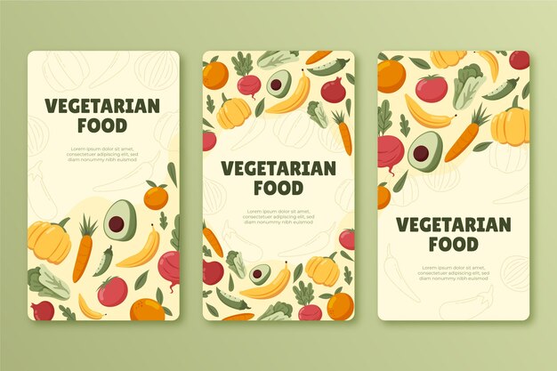 hand drawn vegetarian food instagram stories collection