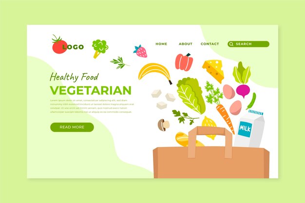 Hand drawn vegetarian food landing page