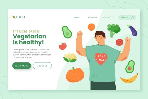 Hand drawn vegetarian food landing page