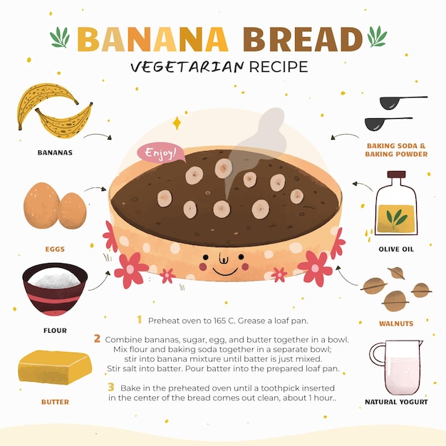 Hand drawn vegetarian recipe