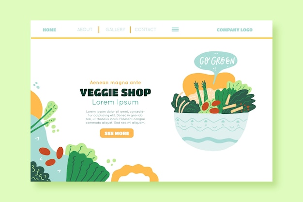 Free vector hand drawn veggie shop landing page