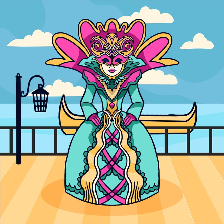 मुफ़्त वेक्टर hand drawn venice carnival illustration