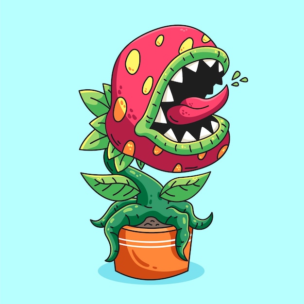 Free vector hand drawn venus flytrap cartoon illustration