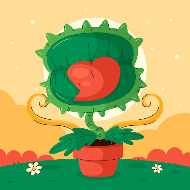 Free vector hand drawn venus flytrap cartoon illustration