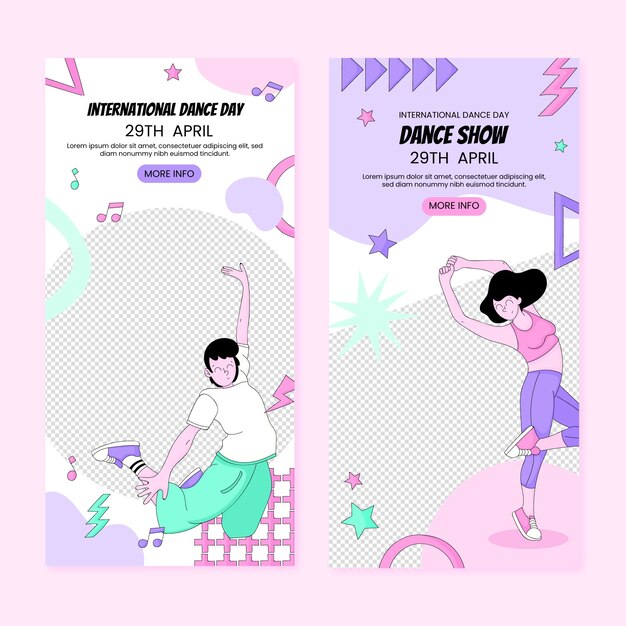 Hand drawn vertical banner template for international dance day celebration