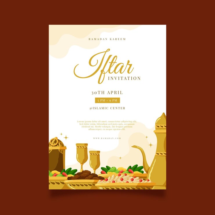 Free Vector hand drawn vertical iftar poster template