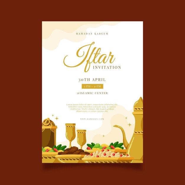 손으로 그린 세로 iftar 포스터 템플릿