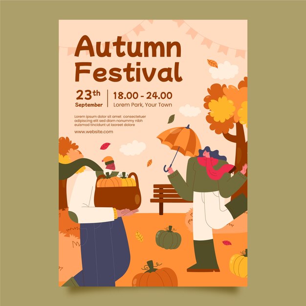 Hand drawn vertical poster template for autumn