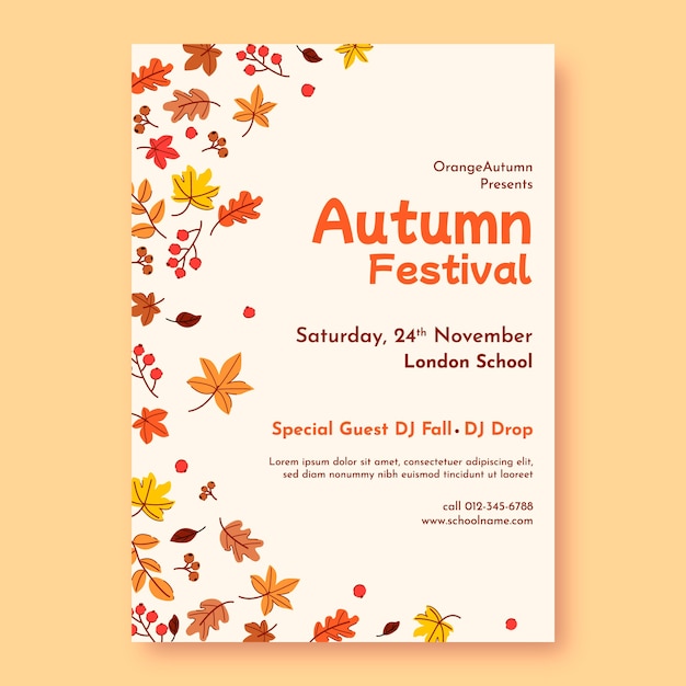 Free vector hand drawn vertical poster template for autumn