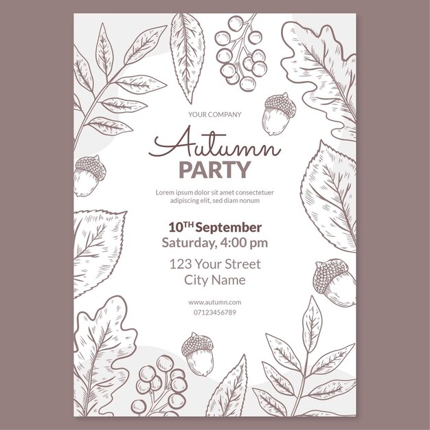 Hand drawn vertical poster template for autumn