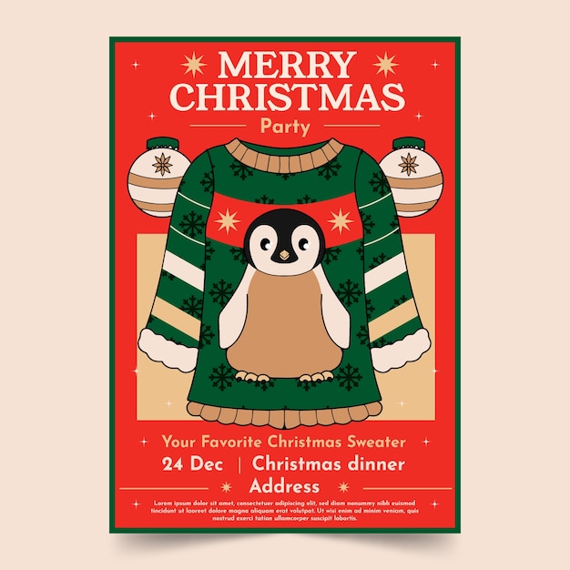 Free vector hand drawn vertical poster template for christmas season