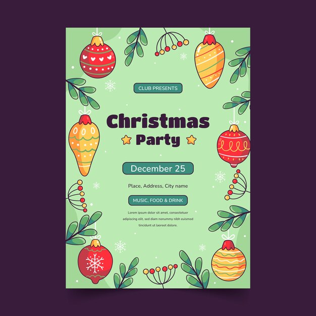 Hand drawn vertical poster template for christmas season