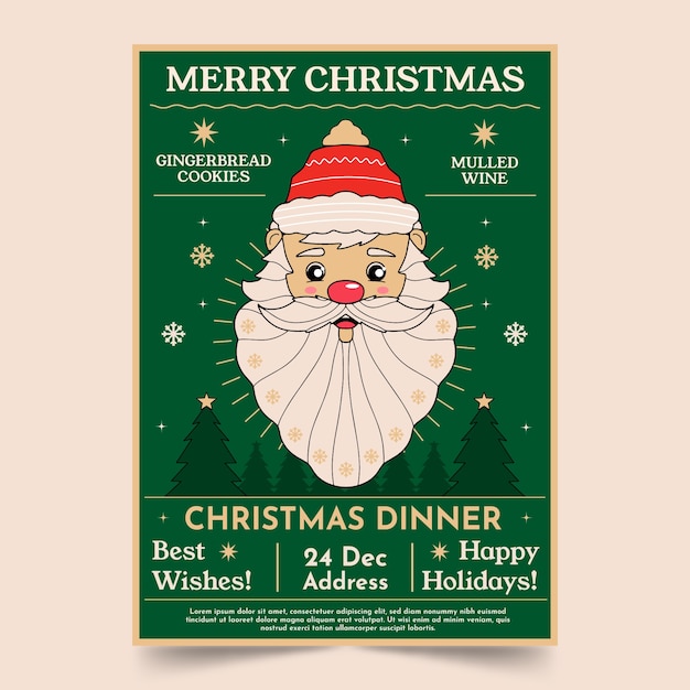 Hand drawn vertical poster template for christmas season