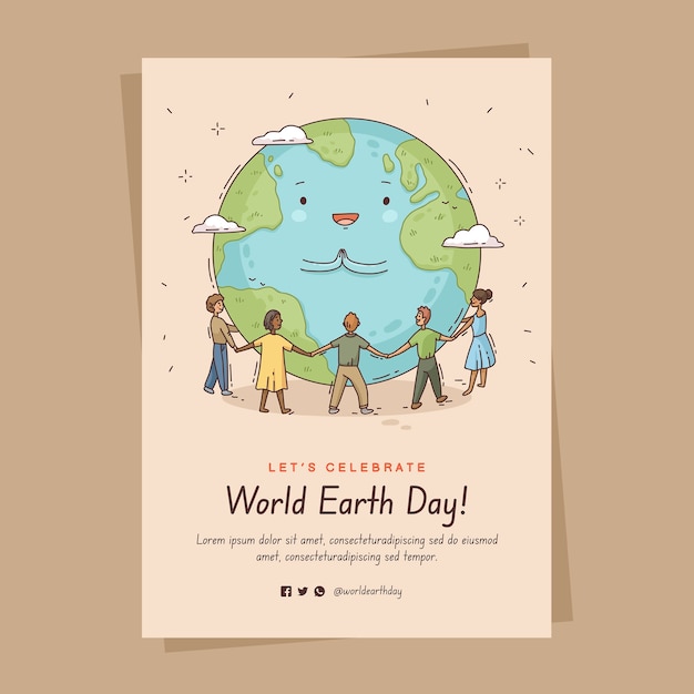 Free vector hand drawn vertical poster template for earth day celebration