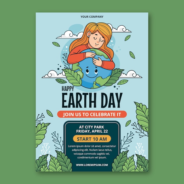 Free vector hand drawn vertical poster template for earth day celebration