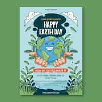 Free vector hand drawn vertical poster template for earth day celebration